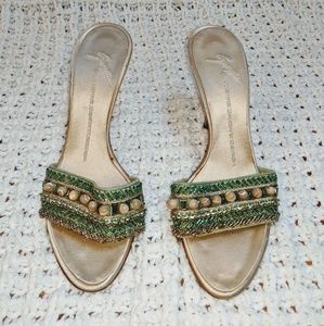 Guiseppe Zanotti Beaded Open Toe Heels